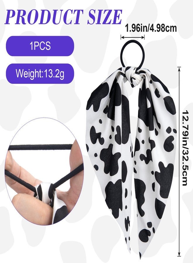 Mxxipp Cow Print Hair Band for Women, Non-Slip Rabbit Bunny Ear Bow Hair Tie Ropes, Elastic Bowknot Ponytail Holder Hair Scrunchies Accessories for Curly Straight Thin Thick Fine Hair - Image 2